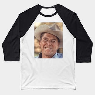 Ronald Reagan Cowboy Photo Daub Effect Baseball T-Shirt